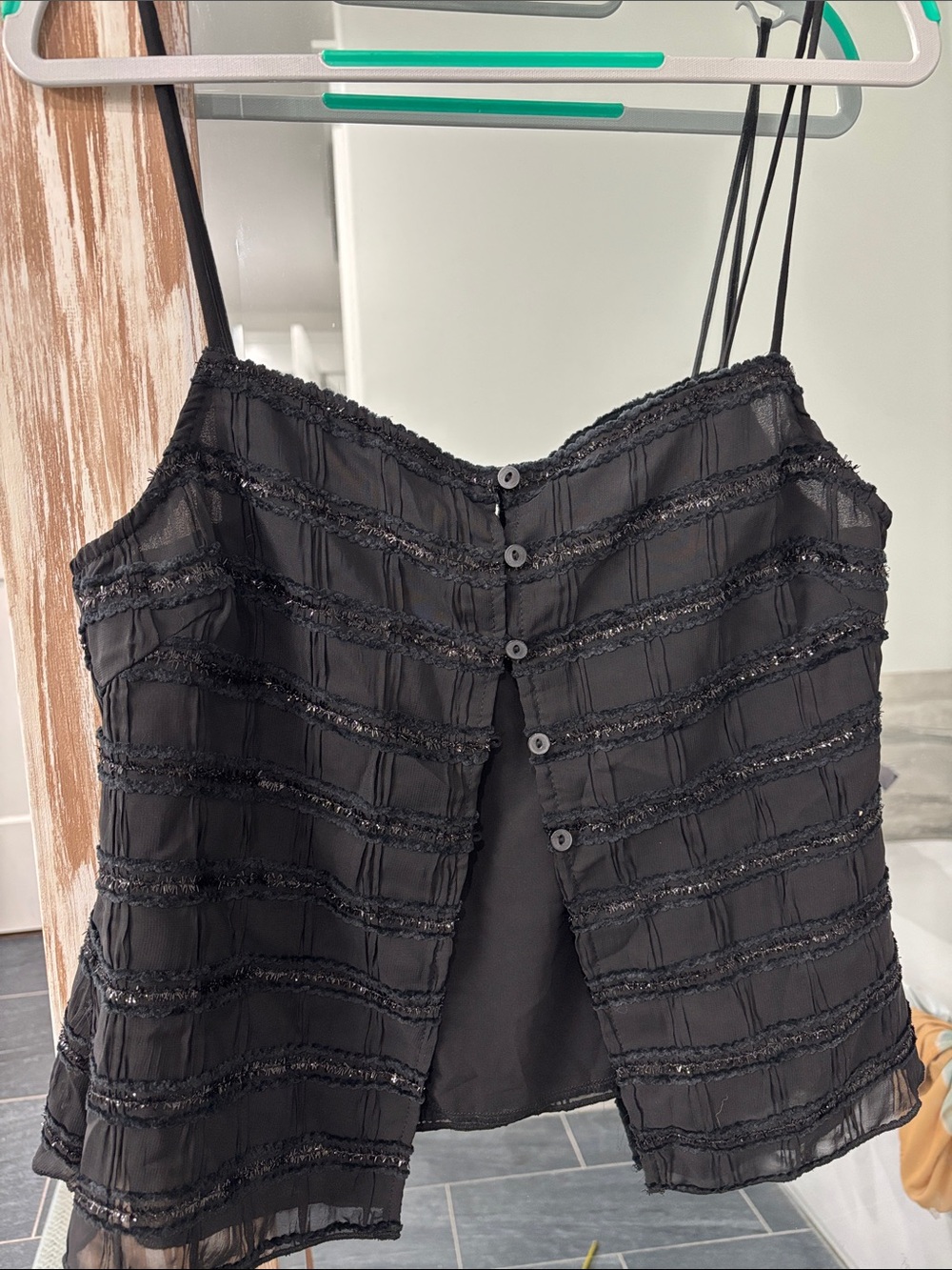 Black flowy sequined Whimsigoth Cami - Picture 7 of 7